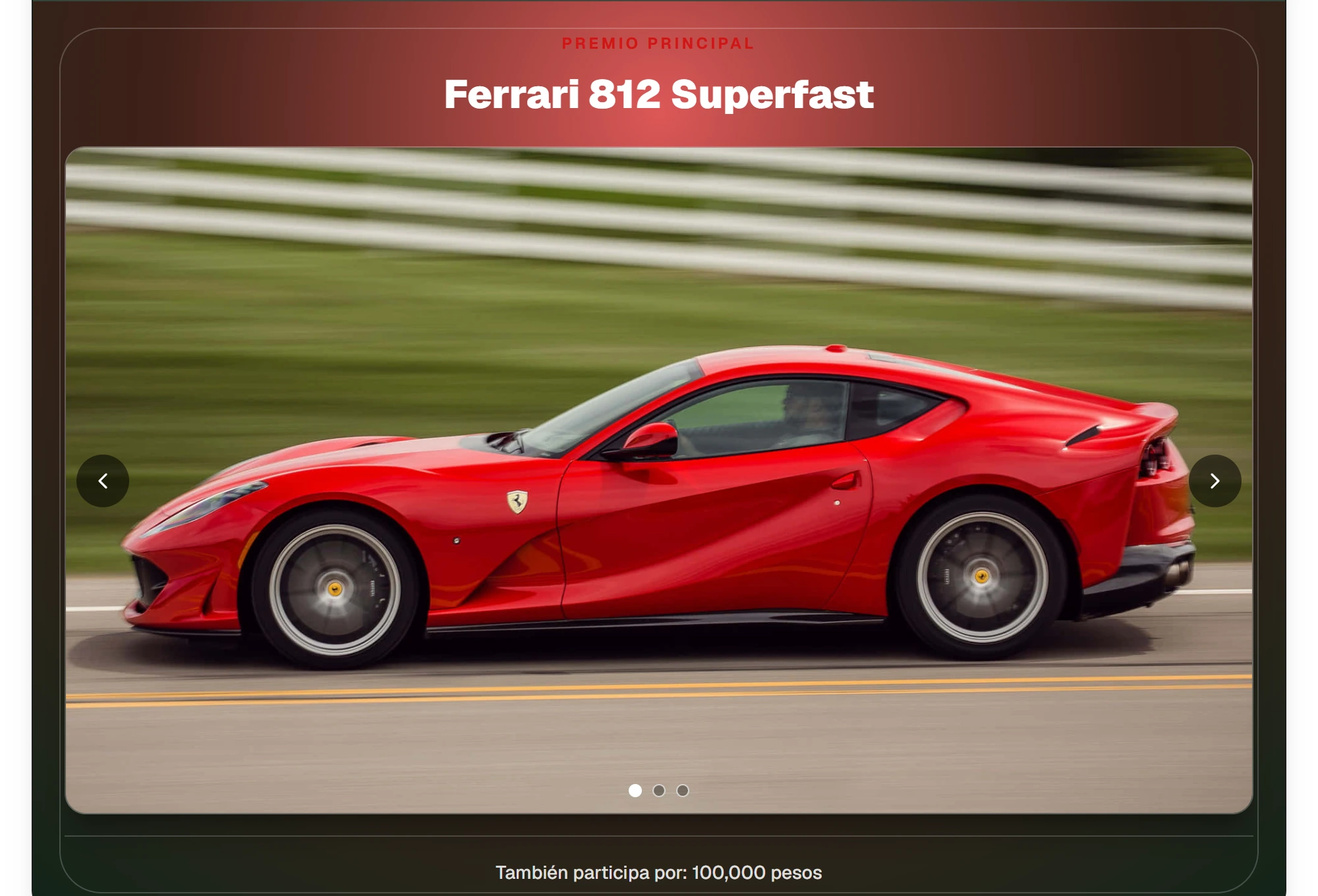 Página pública real de la rifa Ferrari 812 Superfast en NovaRifas.